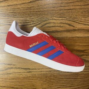 Mens adidas Gazelle Shoes Better Scarlet Red Blue Core White Athletic NEW Sizes